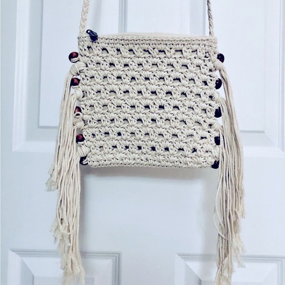 Sun And Sand Handbags - Sun N Sand Macrame Fringe Crossbody Bag Beaded Beachy Boho